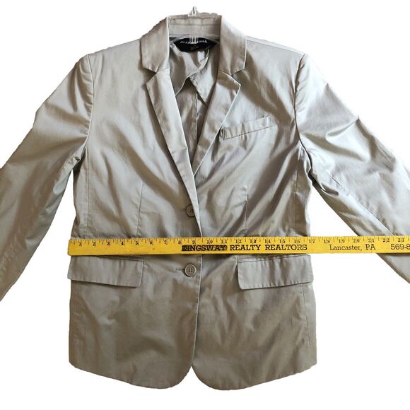 Norma Kamali for Revolve Cotton Poplin 2 Button Blazer Womens Sz 6 Khaki Classic - Picture 9 of 13